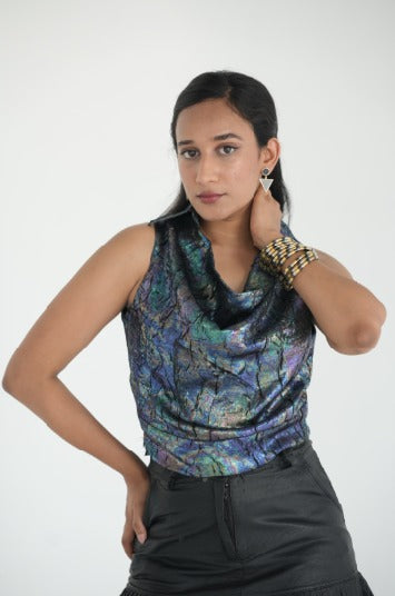 Noir Nari Cowl Top